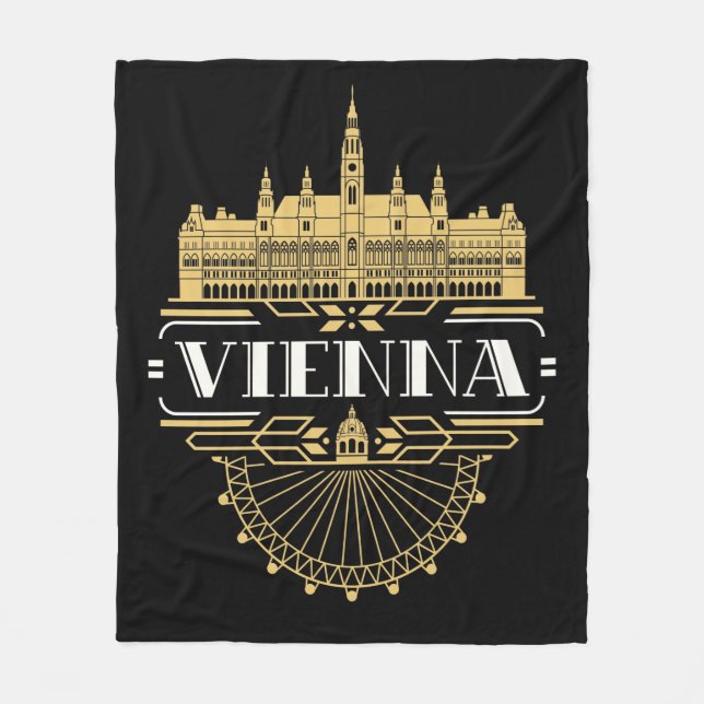 Vienna Austria Art Deco Aesthetic Souvenir Fleece Blanket (Front)