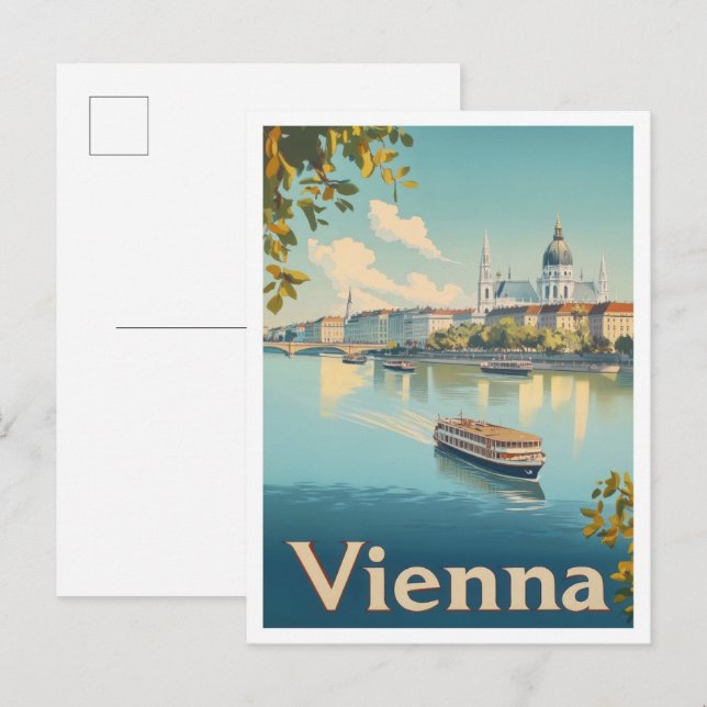 Vienna Austria Art Vintage Travel Illustration Postcard (Front/Back)
