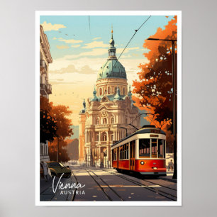 Vienna Austria Art Vintage Travel Illustration Poster
