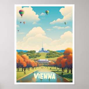 Vienna Austria Art Vintage Travel Illustration Poster