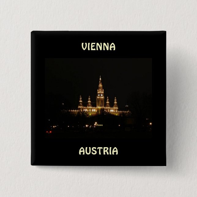Vienna, Austria at Night 15 Cm Square Badge (Front)