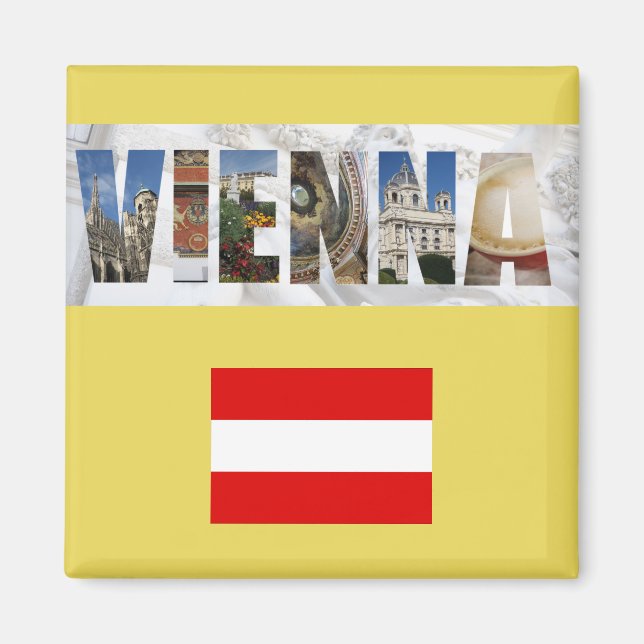 Vienna Austria Austrian Flag Travel Photos Magnet (Front)