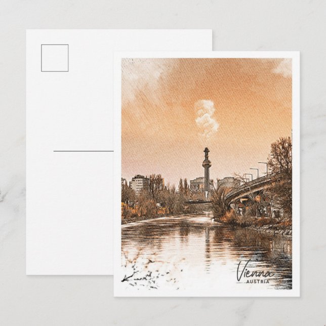 Vienna Austria Beautiful Colour Sketch Landscape Postcard (Front/Back)