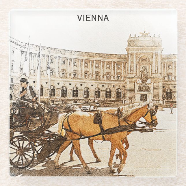 Vienna Austria City Panorama View  Glass Coaster (Front)