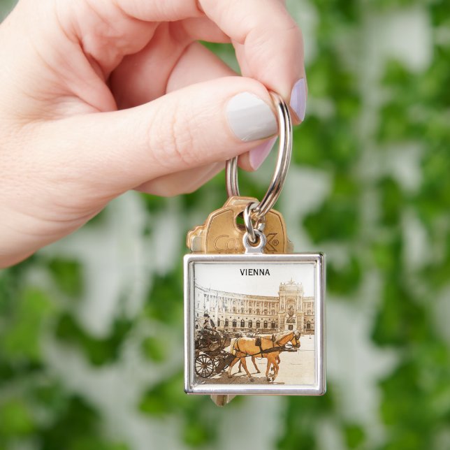 Vienna Austria City Panorama View  Key Ring (Hand)