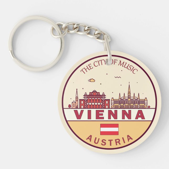 Vienna Austria City Skyline Emblem Key Ring (Front)