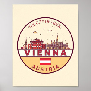 Vienna Austria City Skyline Emblem Poster