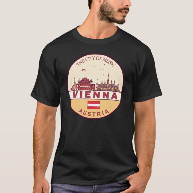Vienna Austria City Skyline Emblem T-Shirt (Front)