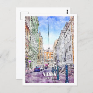 Vienna Austria Famous Travel Place Watercolor Postcard