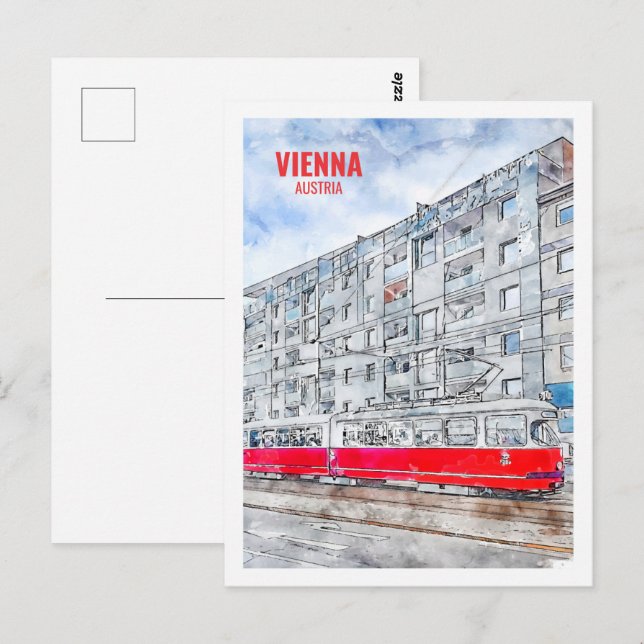 Vienna Austria Famous Travel Watercolor Postcard (Front/Back)