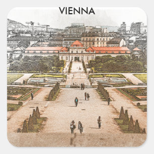 Vienna Austria Historic Panorama View Square Sticker