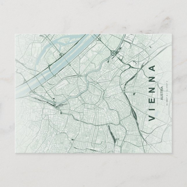 Vienna Austria Map Minimal Postcard (Front)