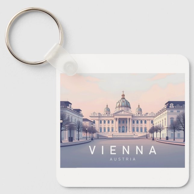 Vienna Austria Pastel Travel Design Key Ring (Front)