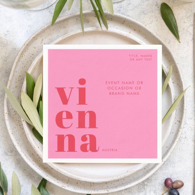 Vienna Austria red pink typography Napkin (Creator Uploaded)