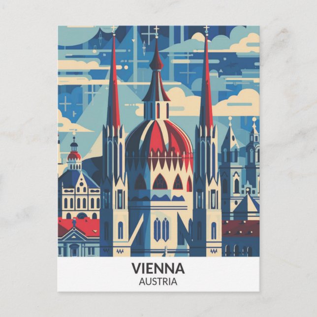 Vienna Austria Retro Artwork Travel  Postcard (Front)