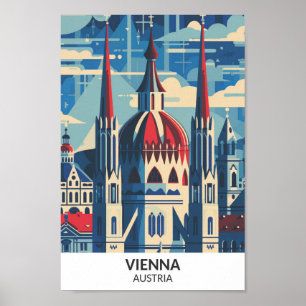 Vienna Austria Retro Artwork Travel  Poster