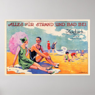 VIENNA AUSTRIA Sea Beach Bath Holidays Old Travel Poster