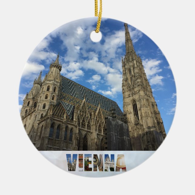 Vienna Austria St Stephen Cathedral Christmas Ceramic Tree Decoration (Front)
