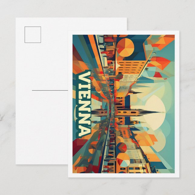 Vienna Austria Travel artistic colourful Postcard (Front/Back)