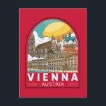 Vienna Austria Travel Retro Emblem Postcard<br><div class="desc">Vienna retro travel design in an emblem style. Its artistic and intellectual legacy was shaped by residents including Mozart,  Beethoven and Sigmund Freud.</div>