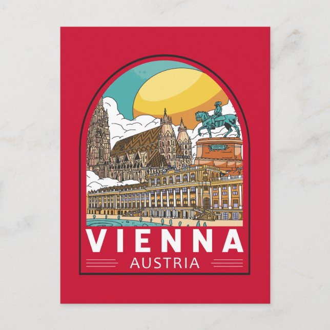Vienna Austria Travel Retro Emblem Postcard (Front)