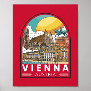 Vienna Austria Travel Retro Emblem Poster