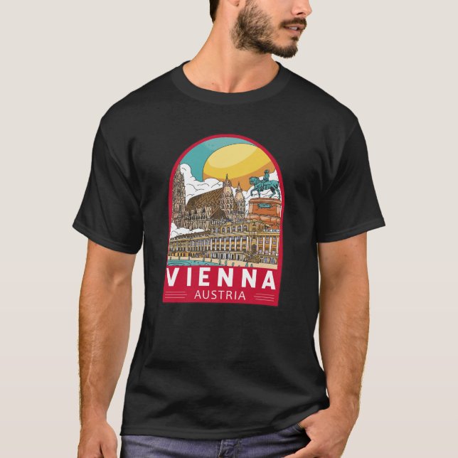 Vienna Austria Travel Retro Emblem T-Shirt (Front)