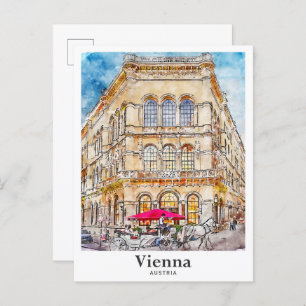 Vienna Austria Travel Watercolor Hand Drawn Postcard