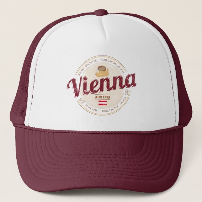 Vienna Austria Vintage Capital Viennese Melange Trucker Hat (Front)