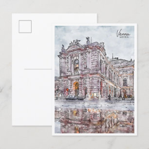 Vienna Austria vintage travel watercolor Postcard