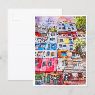 Vienna Austria vintage travel watercolor Postcard