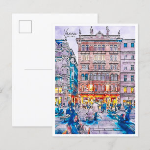 Vienna Austria vintage travel watercolor Postcard