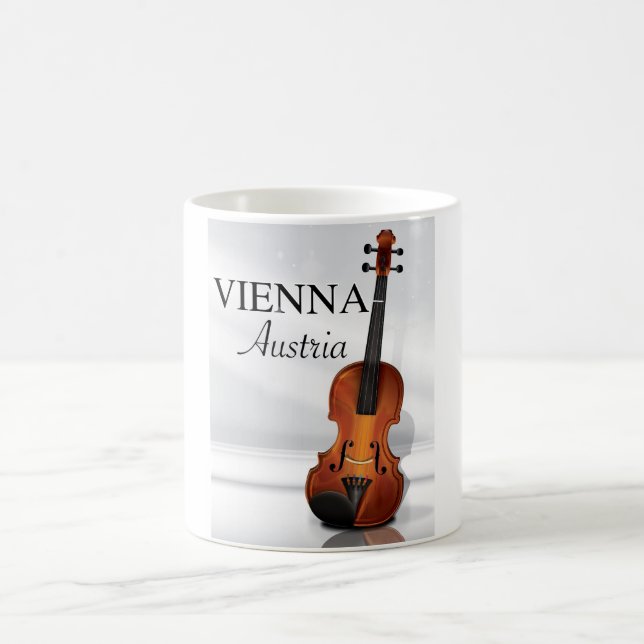 Vienna Austria Violin travel poster Coffee Mug (Center)