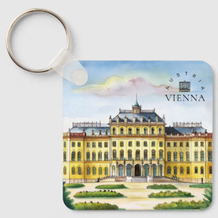 Vienna Austria Watercolor City Travel Memory Key Ring