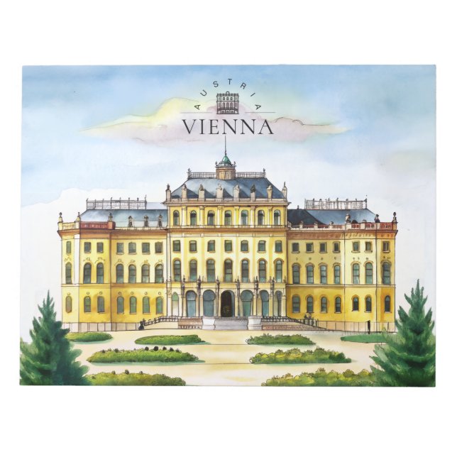  Vienna Austria Watercolor City Travel Memory Notepad (Front)