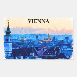 Vienna Austria Watercolor City View Rectangular Sticker