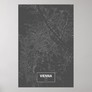 Vienna, Austria (white on black) Poster