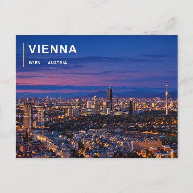 Vienna Blue Hour Skyline Postcard (Front)