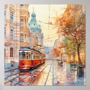 Vienna Bohemian Style Watercolor Painting Poster