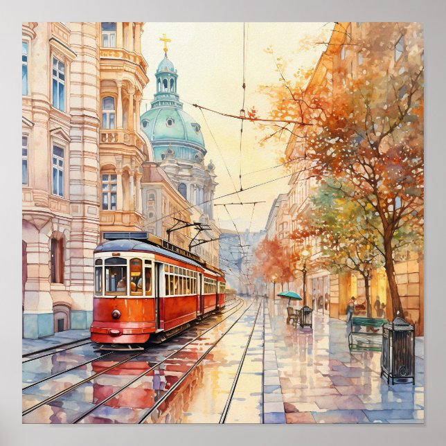 Vienna Bohemian Style Watercolor Painting   Poster (Front)