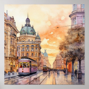 Vienna Bohemian Style Watercolor Painting Poster