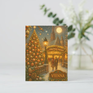 Vienna Christmas Market Vintage Holiday Travel Art