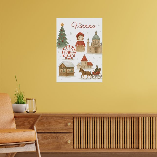 Vienna Christmas Watercolor – Cozy Poster (Living Room 2)