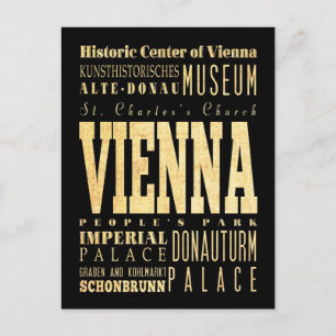 Vienna City of Austria Typography Art Postcard