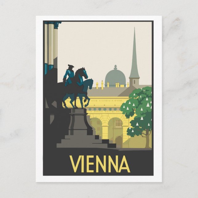 Vienna, illustration, vintage travel postcard (Front)