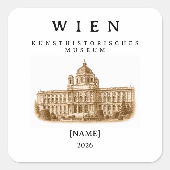 Vienna Kunsthistorisches Museum | Name & Year Square Sticker (Front)
