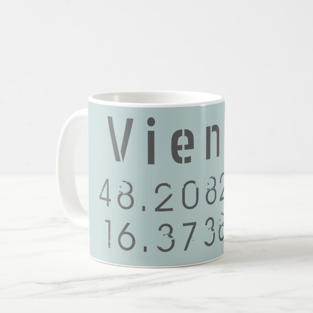 Vienna Latitude Longitude Coffee Mug (Front Left)