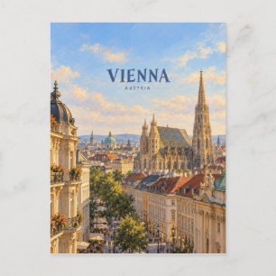 Vienna Painterly Travel Art Postcard