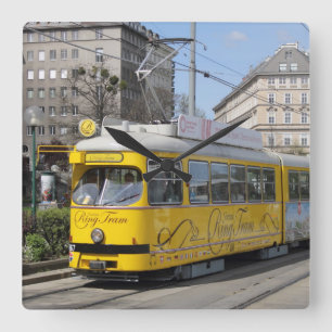 Vienna Ring Tram Square Wall Clock