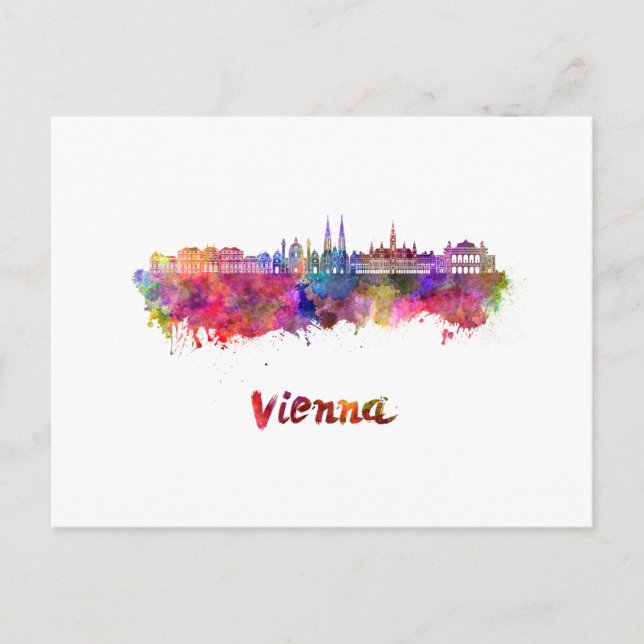 Vienna skyline in watercolor postcard (Front)